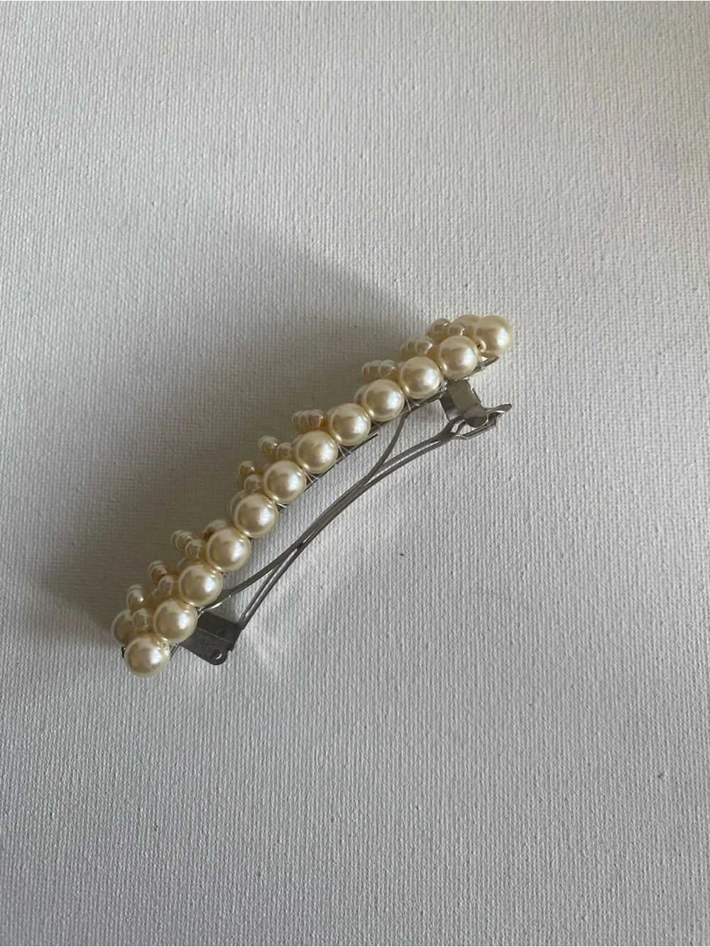 Vintage Faux Pearl Hair Barrette Wedding Classic Ponytail Clip